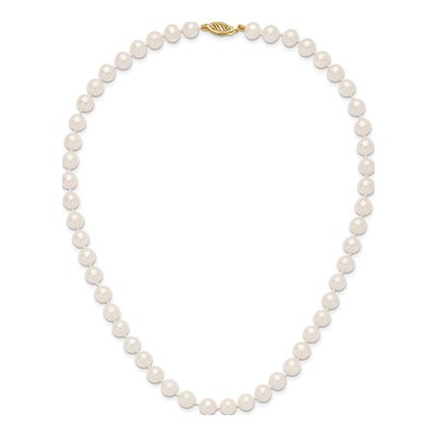 14K Yellow Gold Freshwater Cultured Pearl Near-Round Necklace – view 4