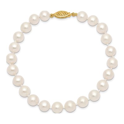 14K Yellow Gold Freshwater Cultured Pearl Near Round Bracelet – view 3