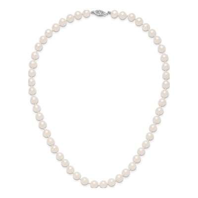 14K White Gold Freshwater Cultured Pearl Near Round Necklace – view 4