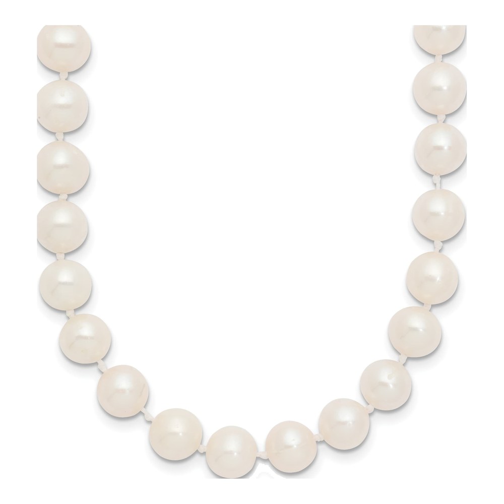 14K White Gold Rhodium-Plated 7-8mm White Near Round Freshwater Cultured Pearl 16 Inch Necklace with Pearl Clasp