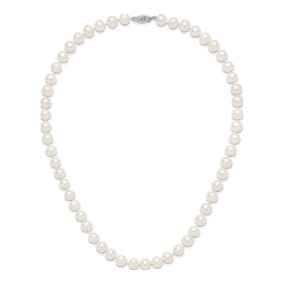 14K White Gold Freshwater Cultured Pearl Near Round Necklace – view 4
