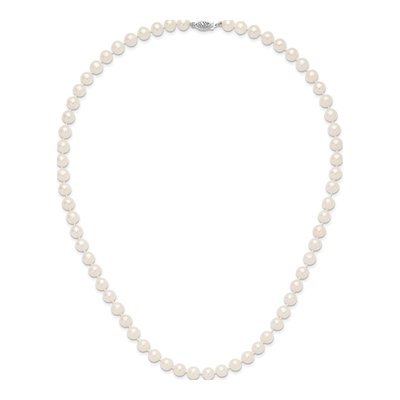 14K White Gold Freshwater Cultured Pearl Near Round Necklace – view 4
