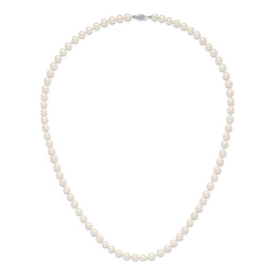 14K White Gold Freshwater Cultured Pearl Near Round Necklace – view 4
