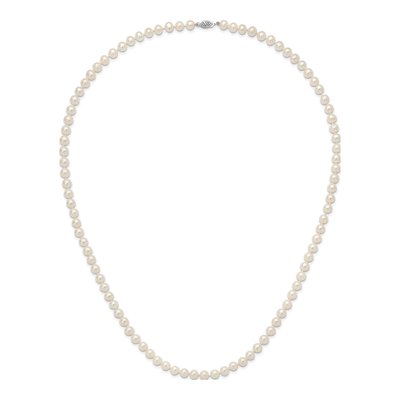 14K White Gold Freshwater Cultured Pearl Near Round Necklace – view 4