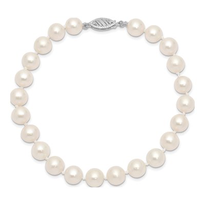 14K White Gold Freshwater Cultured Pearl Near Round Bracelet – view 3