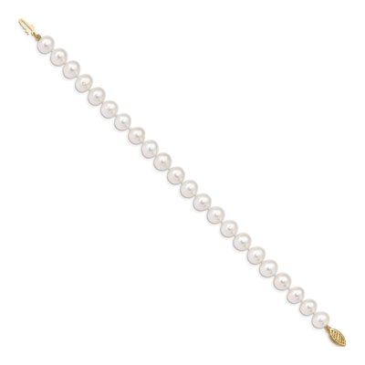 14K Yellow Gold Freshwater Cultured Pearl Near Round Bracelet – view 2