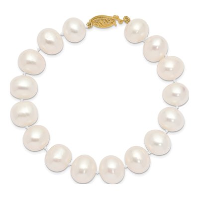 14K Yellow Gold Freshwater Cultured Pearl Near Round Bracelet – view 3