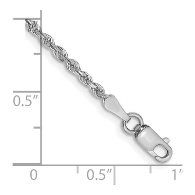 14K White Gold 2mm Diamond-Cut Quadruple Rope Chain Bracelet – view 3