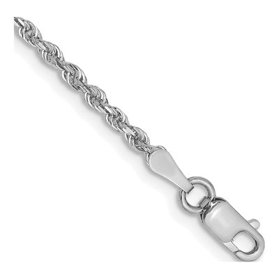 14K White Gold 2mm Diamond-Cut Quadruple Rope Chain Bracelet