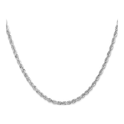 14K White Gold 3mm Diamond-Cut Quadruple Rope Chain – view 3