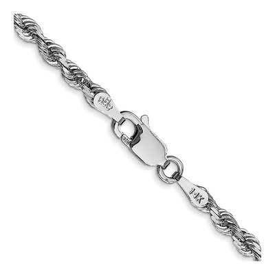 14K White Gold 3mm Diamond-Cut Quadruple Rope Chain – view 4