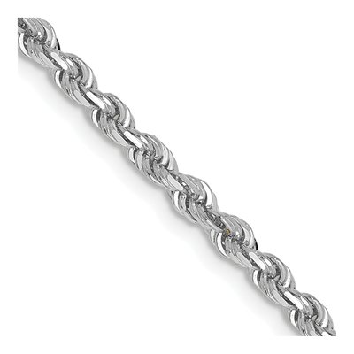 14K White Gold 3mm Diamond-Cut Quadruple Rope Chain