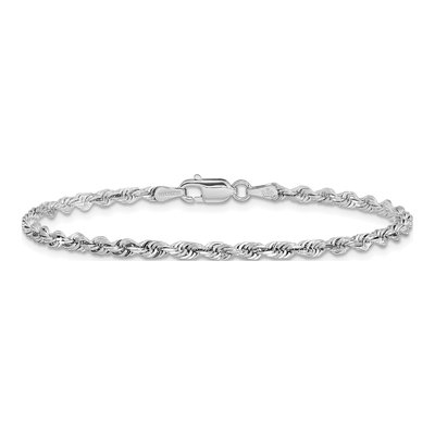 14K White Gold 3mm Diamond-Cut Quadruple Rope Chain Bracelet – view 4