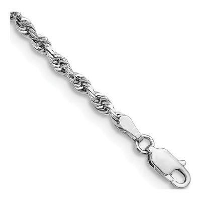 14K White Gold 3mm Diamond-Cut Quadruple Rope Chain Bracelet