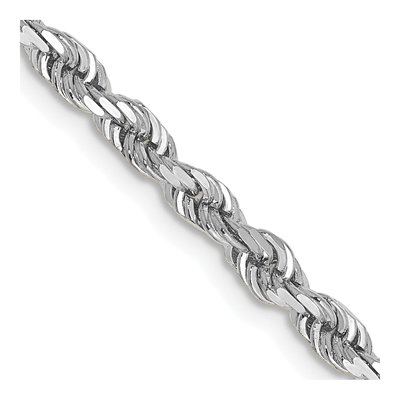 14K White Gold 3.35mm Diamond-Cut Quadruple Rope Chain