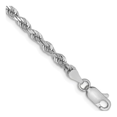 14K White Gold 3.35mm Diamond-Cut Quadruple Rope Chain Bracelet