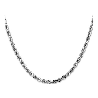 14K White Gold 4mm Diamond-Cut Quadruple Rope Chain – view 2