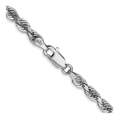 14K White Gold 4mm Diamond-Cut Quadruple Rope Chain – view 3