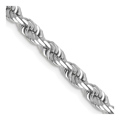 14K White Gold 4mm Diamond-Cut Quadruple Rope Chain