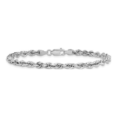 14K White Gold 4mm Diamond-Cut Quadruple Rope Chain Bracelet – view 4
