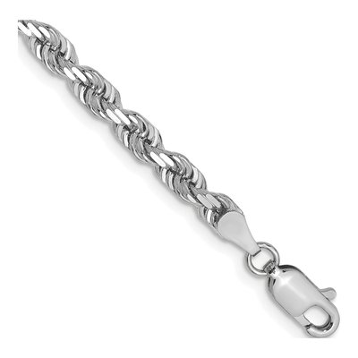 14K White Gold 4mm Diamond-Cut Quadruple Rope Chain Bracelet