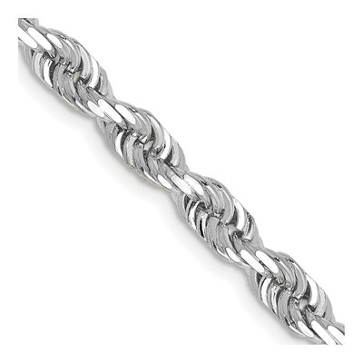 14K White Gold 4.5mm Diamond-Cut Quadruple Rope Chain