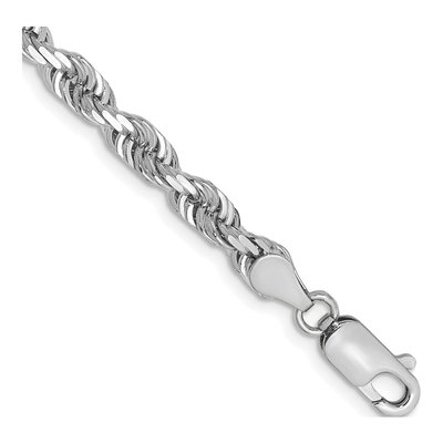 14K White Gold 4.5mm Diamond-Cut Quadruple Rope Chain Bracelet