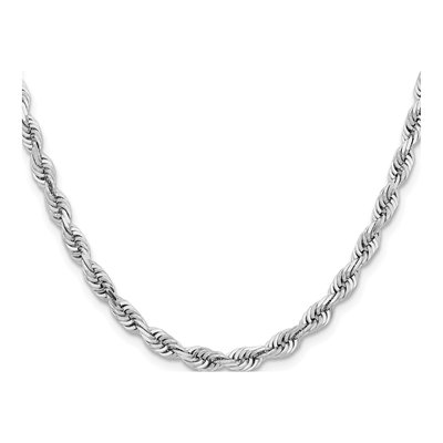 14K White Gold 5mm Diamond-Cut Quadruple Rope Chain – view 3