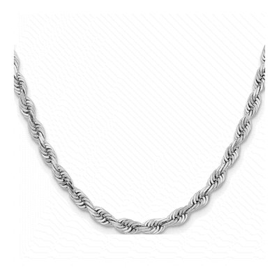 14K White Gold 5mm Diamond-Cut Quadruple Rope Chain – view 4