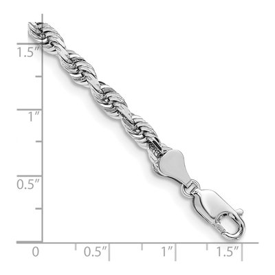 14K White Gold 5mm Diamond-Cut Quadruple Rope Chain Bracelet – view 3