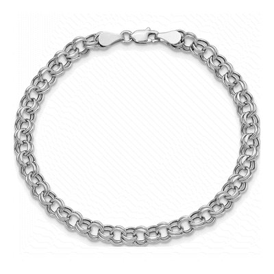 14K White Gold Diamond-Cut Charm Bracelet – view 6