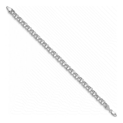 14K White Gold Double Link Charm Bracelet – view 3