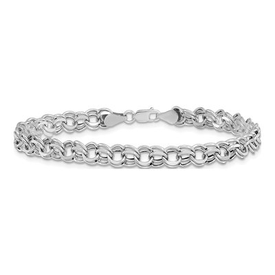 14K White Gold Double Link Charm Bracelet – view 4