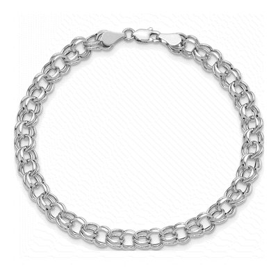 14K White Gold Double Link Charm Bracelet – view 6