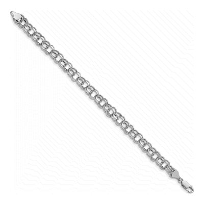 14K White Gold Double Link Charm Bracelet – view 3