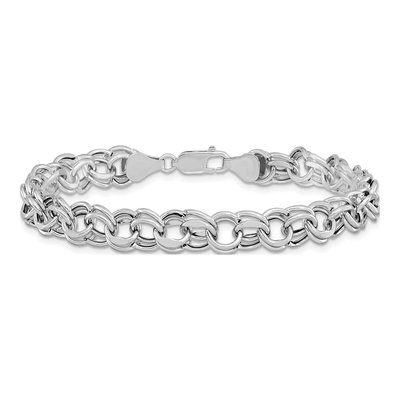 14K White Gold Double Link Charm Bracelet – view 4