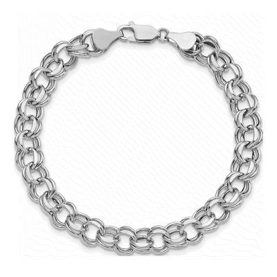 14K White Gold Double Link Charm Bracelet – view 5