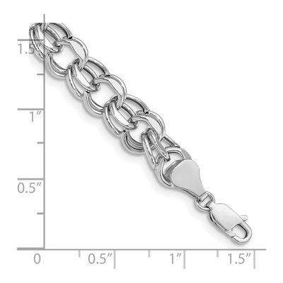 14K White Gold Hollow Double-Link Charm Bracelet – view 6