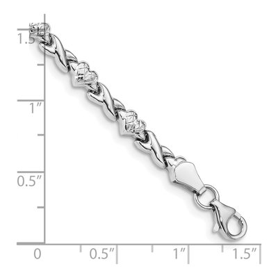 14K White Gold Diamond-Cut X-And-Heart Bracelet – view 5