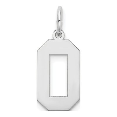 14K White Gold Number 0 Charm – view 5