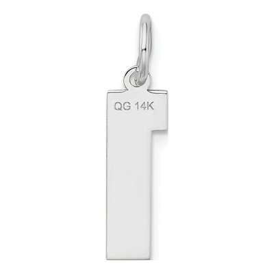 14K White Gold Number 1 Pendant – view 5