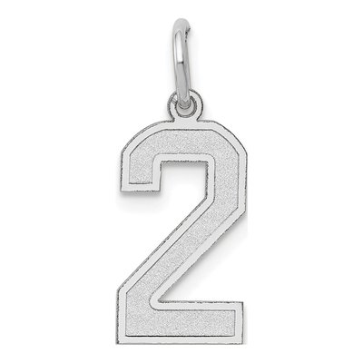 14K White Gold Number 2 Charm