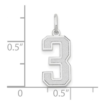 14K White Gold Number 3 Charm – view 4