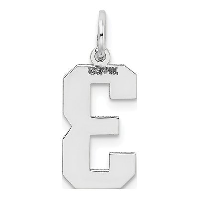 14K White Gold Number 3 Charm – view 5