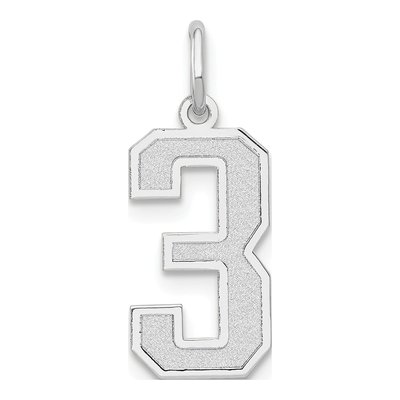 14K White Gold Number 3 Charm