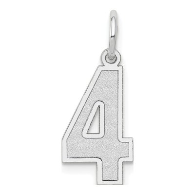 14K White Gold Number 4 Charm
