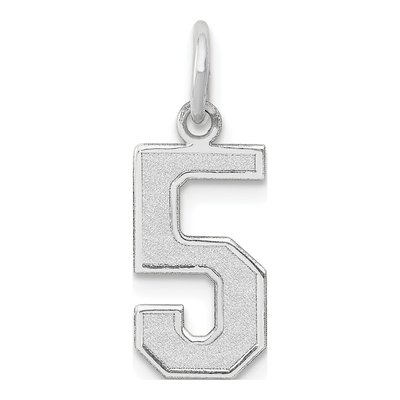 14K White Gold Number 5 Pendant