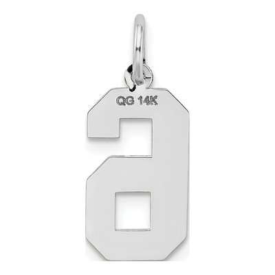 14K White Gold Number 6 Charm – view 5