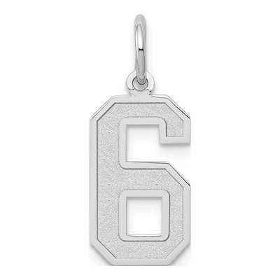 14K White Gold Number 6 Charm