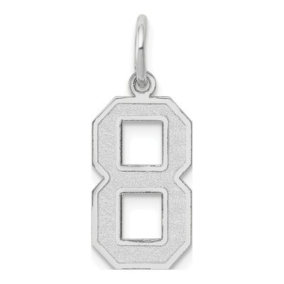 14K White Gold Number 8 Charm